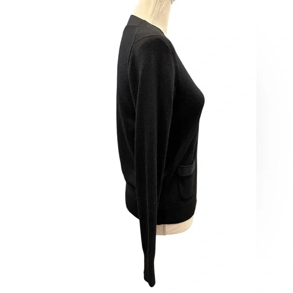 J.Crew Merino Wool Black Cardigan Sweater Women’s Size S Gold Button Pockets - Picture 5 of 7